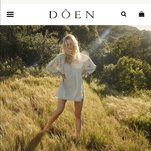 Doen Opal dress blue floral meadow sz L - Picture 10 of 14